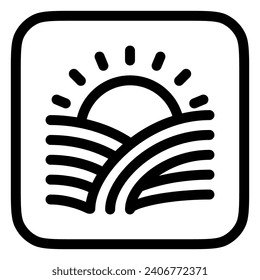 Editable sunrise, morning vector icon. Farm, field, nature, landscape. Part of a big icon set family. Perfect for web and app interfaces, presentations, infographics, etc