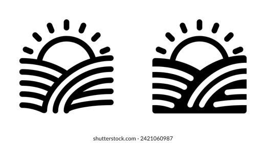 Editable sunrise, morning vector icon. Farm, field, nature, landscape. Part of a big icon set family. Perfect for web and app interfaces, presentations, infographics, etc