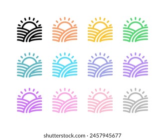 Salida del sol editable, icono del Vector de la mañana. Granja, campo, naturaleza, paisaje. Parte de una gran familia de iconos. Perfecto para interfaces de Web y App, presentaciones, infografías, etc