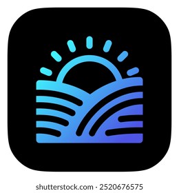 Editable amanecer, icono de Vector de la mañana. Granja, campo, naturaleza, paisaje. Parte de una gran familia de iconos. Perfecto para interfaces de Web y App, presentaciones, infografías, etc