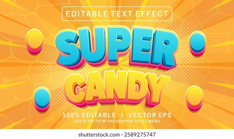 editable super candy vector text effect with modern style design