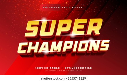 editable super champions vector text effect with modern style design
