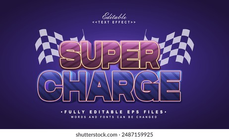 editable super charge text effect.typhography logo