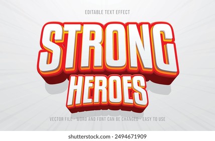 Editable super hero 3d text effect, strong text style template