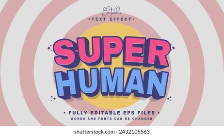 efecto de texto superhumano editable.logotipo de tifografía