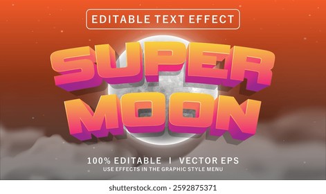 editable super moon vector text effect with modern style design