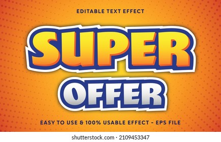 editable super offer vector text effect with modern style design