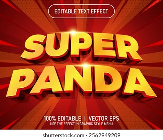 editable super panda vector text effect with modern style design