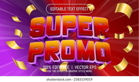 editable super promo 3d vector text effect with modern style design