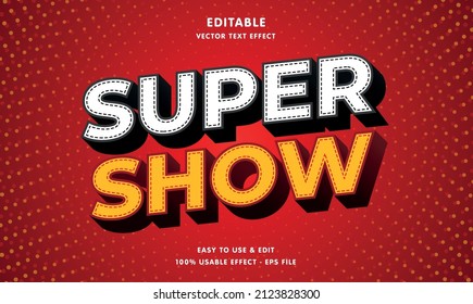 plantilla de efecto de texto supershow editable con un concepto moderno que se puede usar para marca de comida y logotipo