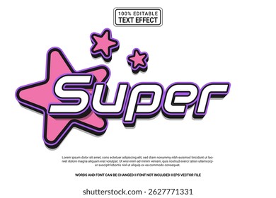 Editable Super Vector 3D Text Effect – retro and modern typography with cartoon style for poster, branding, social media