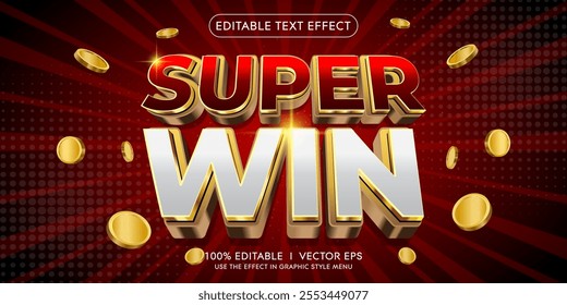 editable super win vector 3d text effect with modern style design