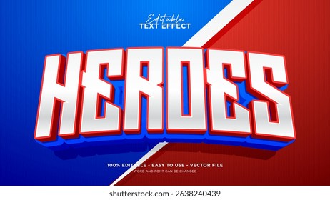 Editable superheroes 3d text effect, Independence Day of America text style effect