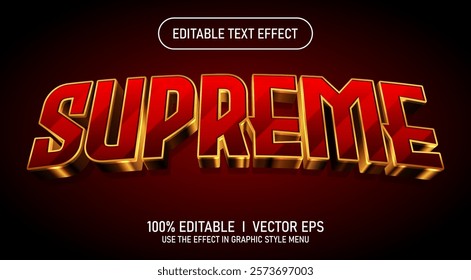 editable supreme  3d vector text effect with modern style design