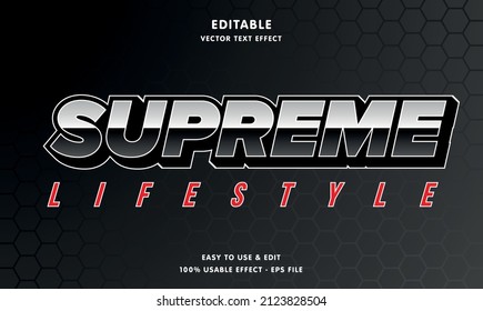 editable supreme text effect template with modern concept usable for food brand label and logo