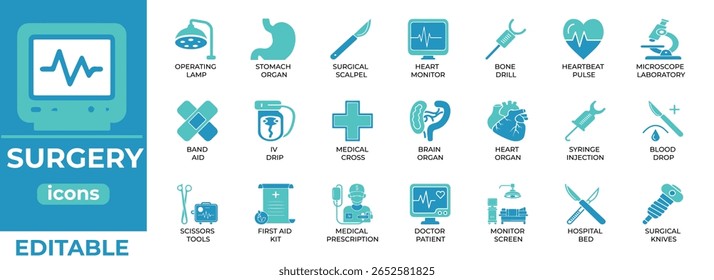  Ícones de cirurgia editáveis para aplicativos médicos, sites e infográficos