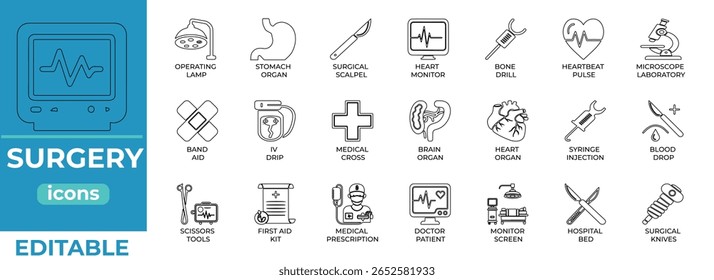  Ícones de cirurgia editáveis para aplicativos médicos, sites e infográficos