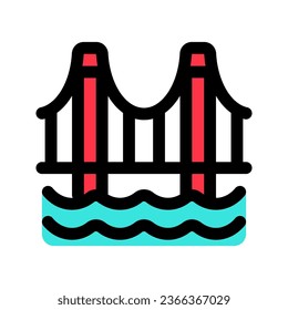 Editable suspension bridge, river vector icon. Landmark, monument, building, architecture. Part of a big icon set family. Perfect for web and app interfaces, presentations, infographics, etc