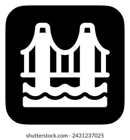 Editable suspension bridge, river vector icon. Landmark, monument, building, architecture. Part of a big icon set family. Perfect for web and app interfaces, presentations, infographics, etc