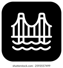 Editable suspension bridge, river vector icon. Landmark, monument, building, architecture. Part of a big icon set family. Perfect for web and app interfaces, presentations, infographics, etc