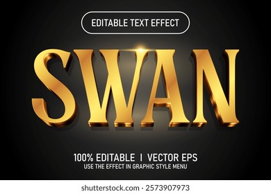 editable swan 3d vector text effect with modern style design