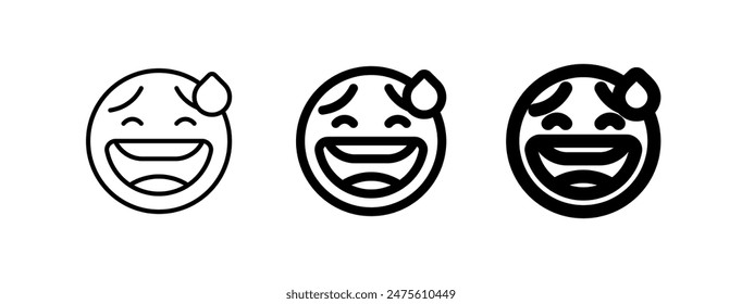 Sonrisa de sudor editable, incómoda expresión emoticono Vector icono. Parte de una gran familia de iconos. Parte de una gran familia de iconos. Perfecto para interfaces de Web y App, presentaciones, infografías, etc