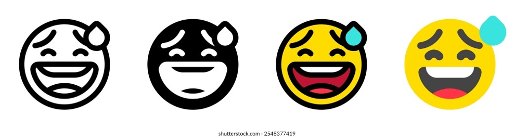 Sorriso de suor editável, expressão estranha ícone do vetor emoticon. Parte de uma grande família de conjuntos de ícones. Parte de uma grande família de conjuntos de ícones. Perfeito para interfaces web e app, apresentações, infográficos, etc