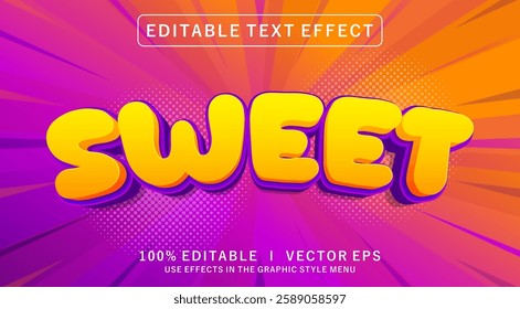 editable sweet 3d vector text effect with modern style design