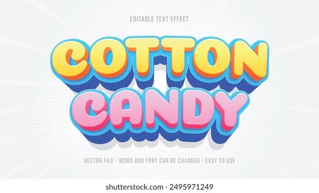 Editable sweet candy 3d text effect, cartoon style template