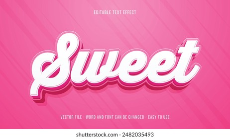 Efecto de texto dulce editable, estilo 3d de texto editable