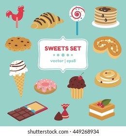 Editable sweet vector set for candyshop and confectionary