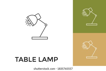 Editable Table Lamp Thin Line Icon with Title. Useful For Mobile Application, Website, Software and Print Media.