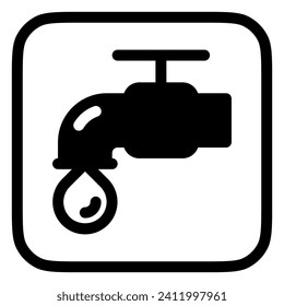 Bearbeitbares Leitungswasser, Wasserhahn, Vektorsymbol. Immobilien, Immobilien, Bau, Hypothek, Inneneinrichtung. Teil einer großen Icon-Set-Familie. Perfekt für Web- und App-Schnittstellen, Präsentationen, Infografiken usw.
