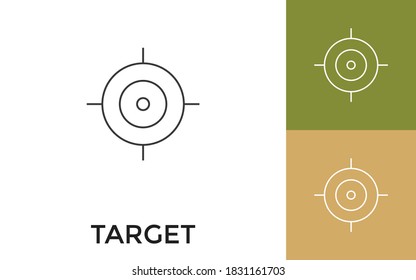 Editable Target Thin Line Icon with Title. Useful For Mobile Application, Website, Software and Print Media.