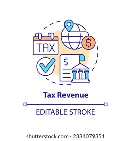 Editable tax revenue icon, isolated vector, foreign direct investment thin line illustration.