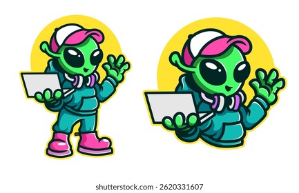 editable technology mascot vector design with separated layers. Playful, modern and fully customizable.