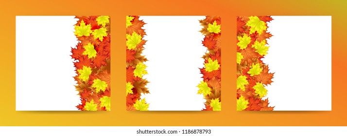 Editable template with autumn leaf motif. Everything on layers on a transparent background. Easy to use.