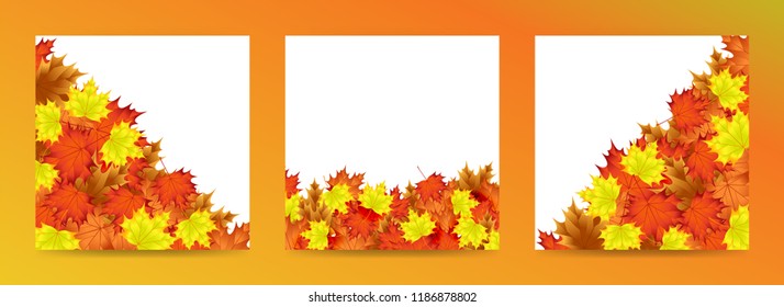 Editable template with autumn leaf motif. Everything on layers on a transparent background. Easy to use.