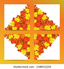 Editable template with autumn leaf motif. Everything on layers on a transparent background. Easy to use.