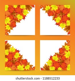 Editable template with autumn leaf motif. Everything on layers on a transparent background. Easy to use.