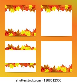 Editable template with autumn leaf motif. Everything on layers on a transparent background. Easy to use.