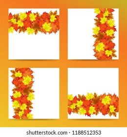 Editable template with autumn leaf motif. Everything on layers on a transparent background. Easy to use.