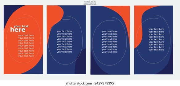 Plantilla editable con ilustración azul y naranja. Fondo con círculos.