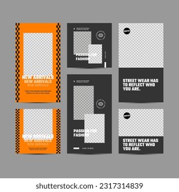 Diseño de conjuntos de plantillas editables con diseño de moda Futurista para postales de redes sociales