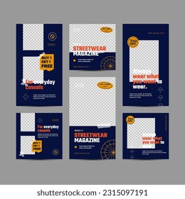 Editable template bundle design with modern and fashion design for social media post templates