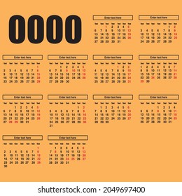 Editable template Calendar, general sale motif. Vector template.