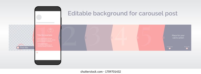 Editable template for carousel post in social network. Design background for social media. Vector illustration