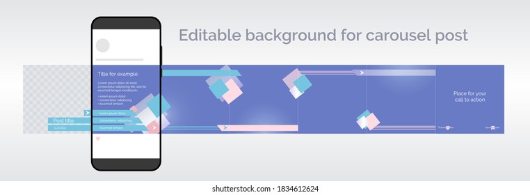 Editable template for carousel post in social network. Design background for social media. Vector illustration