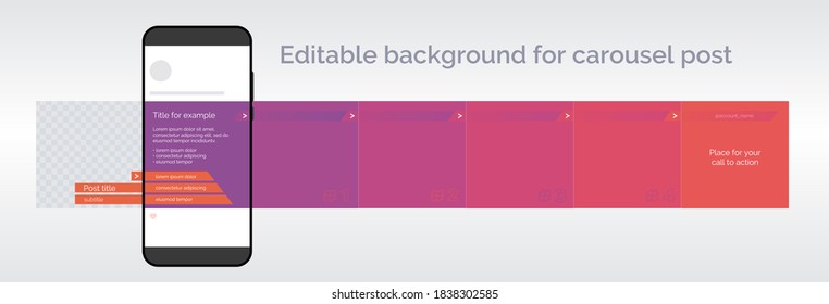 Editable template for carousel post in social network. Design background for social media. Vector illustration