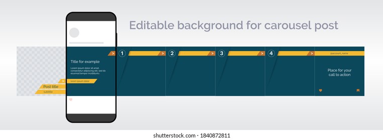 Editable template for carousel post in social network. Design background for social media. Vector illustration